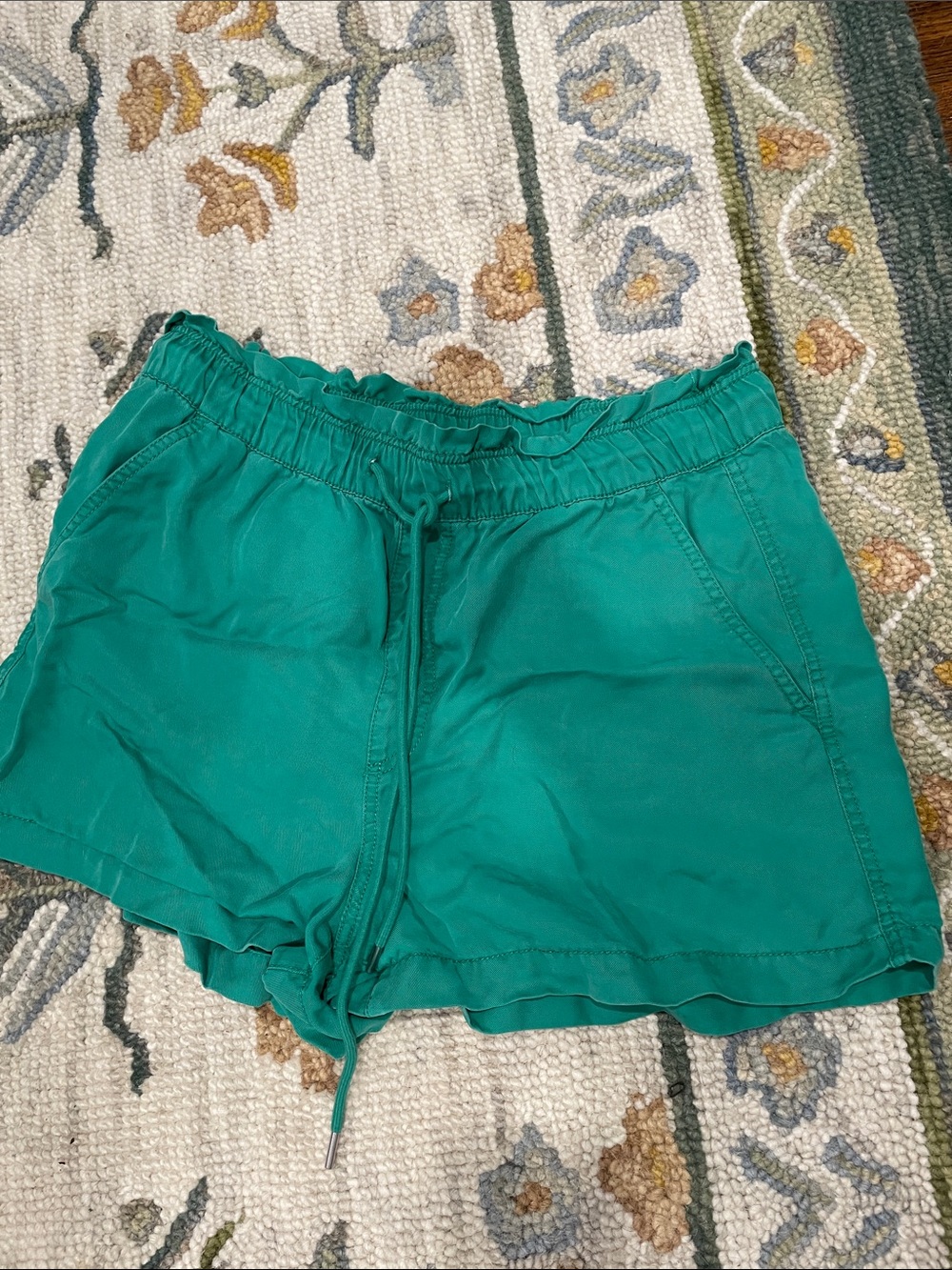 LOFT Teal High-Waist Drawstring Casual Shorts